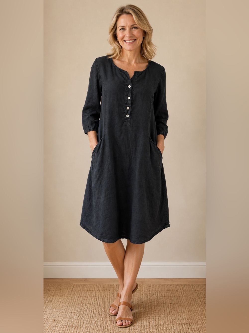 Black Linen Dress Terzo Millennio Large